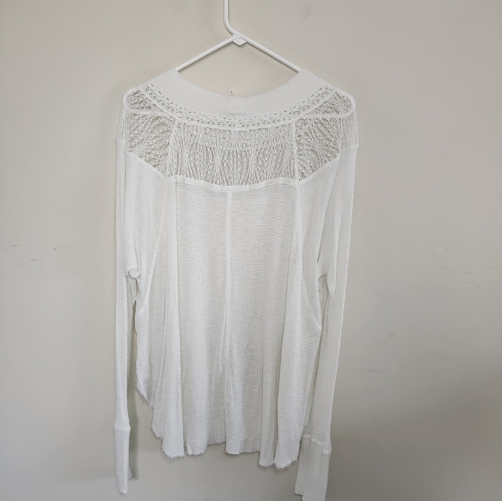 Free People White Lace Detail Top - Picture 8 of 9